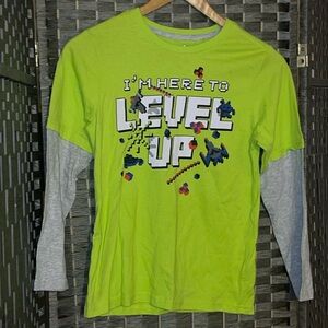 Kids Green Gamer Level Up Shirt